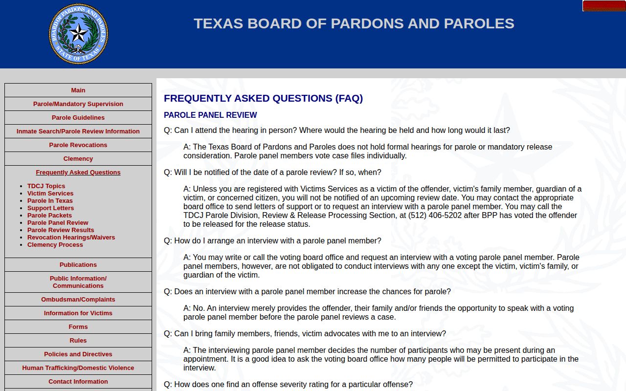Texas parole review explanation for Foard County cases