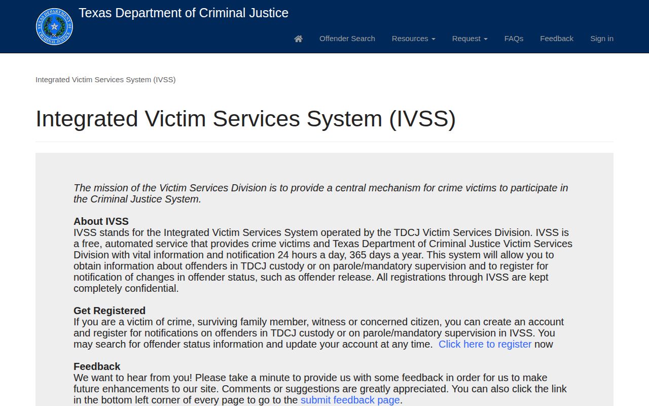 Foard County TDCJ prison and parole IVSS release portal